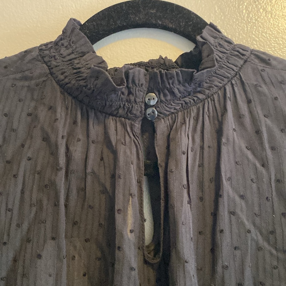 🆕 Time and Tru Black Sheer Keyhole Mockneck Long Sleeve Blouse, XL - Picture 6 of 8
